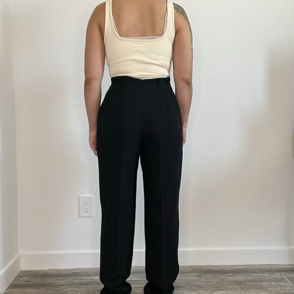 90s Gianni Sport 100% Wool High Rise Black Pleated Trousers Size 6 USA Made - Picture 4 of 13
